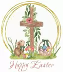 Happy Easter cross and bunny